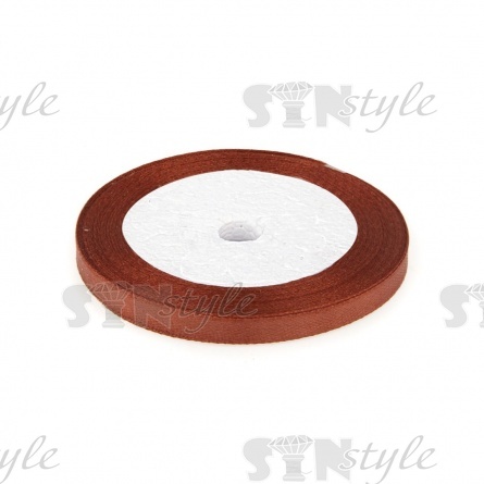 Декоративная лента атласная, ширина 6 мм, намотка 25 ярдов, цвет коричневый (№031) фото 1