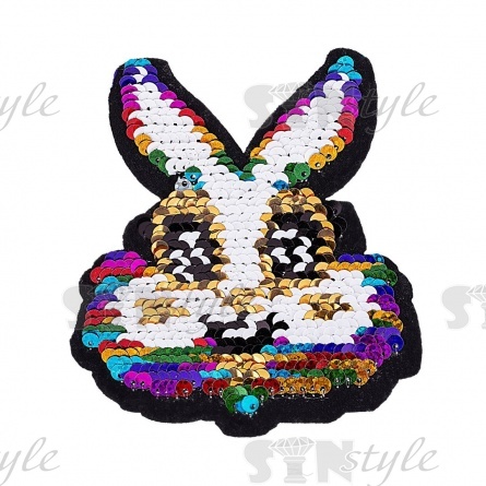 Термоаппликация "Зайчик" с пайетками, размер 95х100 мм фото 3