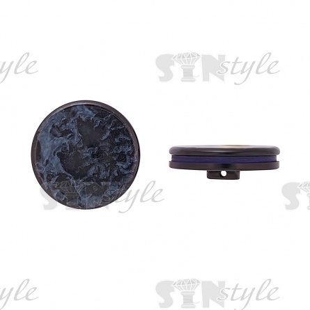 Пуговица пластиковая на ножке, круглая, темно-синяя, окрашена под мрамор, 54L фото 1