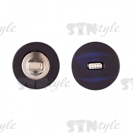 Пуговица пластиковая на ножке, черная с синим, 28L фото 1