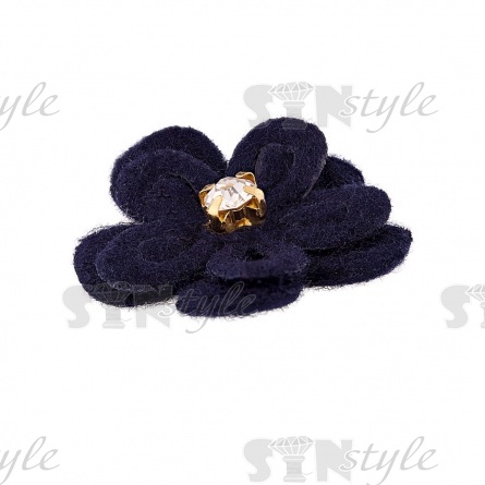 Аппликация 3D "Цветочек" со стразой, цвет темно-синий, размер 20 мм фото 2