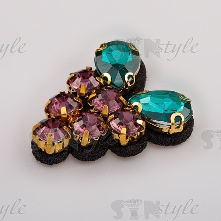 Аппликация "Виноград" с элементами из бисера, размер 28х33 мм фото 2