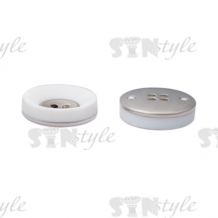 Пуговица пластиковая, на черыре прокола, белая с серебром, 40L фото 3