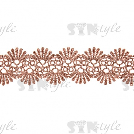 Кружево ажурное, тонкая изящная гирлянда с причудливым узором с резными краями, ширина 40 мм, цвет капучино, намотка 10 ярдов фото 1