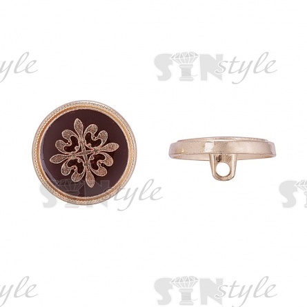 Пуговица металлическая на ножке, золотая с бордовым, 32L фото 1