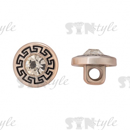 Пуговица пластиковая на ножке, размер 18L, цвет золотой с черным фото 1