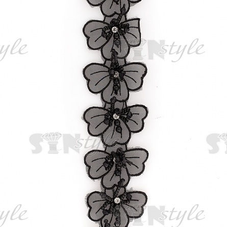 Бабочки из капроновой ленты, цвет черный, ширина 50 мм, намотка 15 ярдов фото 1