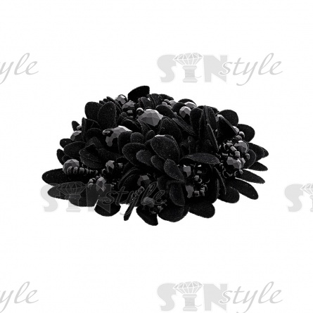 Аппликация с элементами из бисера, цвет черный,размер 70 мм фото 2