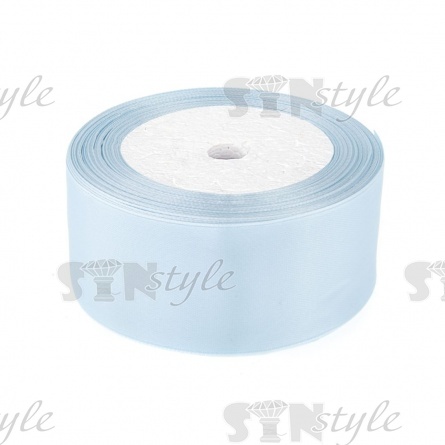 Декоративная лента атласная, ширина 38 мм, намотка 25 ярдов, цвет нежно-голубой (№078) фото 1