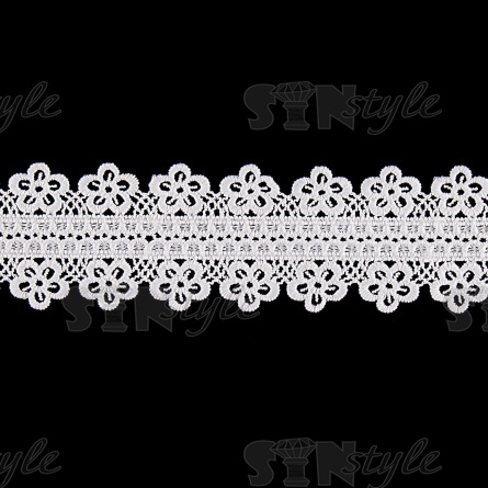 Кружево ажурное матовая нить, ширина 55 мм, цвет белый, намотка 10 ярдов  фото 1