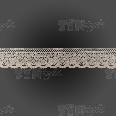 Кружево вязаное плетеное, ширина 70 мм, цвет бежевый, намотка 15 ярдов фото 2
