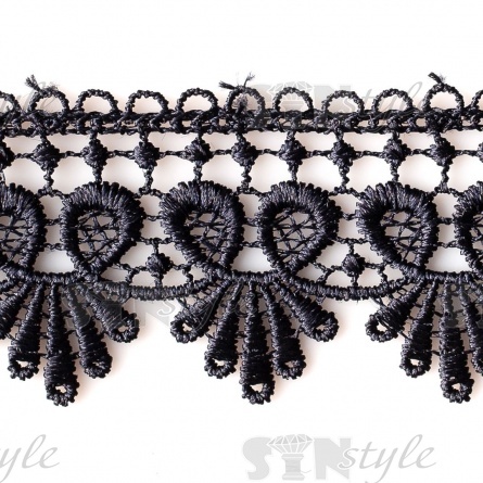 Кружево ажурное, ширина 45 мм, цвет темно- синий, намотка 15 ярдов фото 2