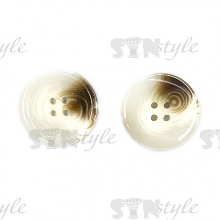 Пуговица пластиковая на четыре прокола, размер 40L, цвет шампань+серый фото 1