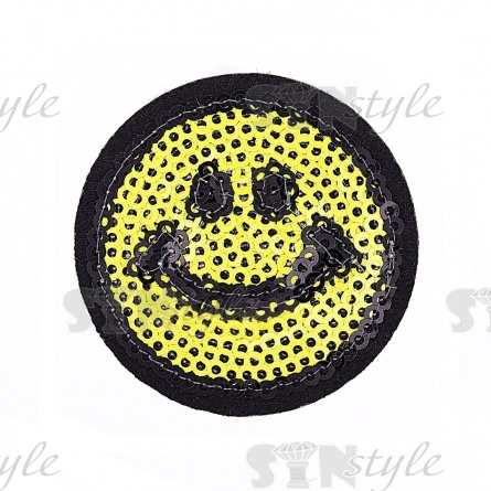 Термоаппликация "Смайлик" с пайетками, размер 47 мм фото 1