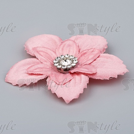 Цветочки декоративные со стразами, цвет грязно-розовый, диаметр 45 мм фото 2
