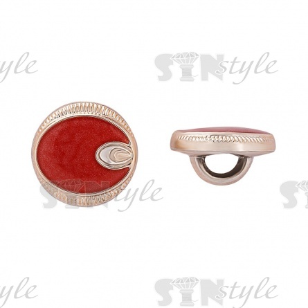 Пуговица пластиковая на ножке, круглой формы, размер 20L, цвет золотой+красный фото 1