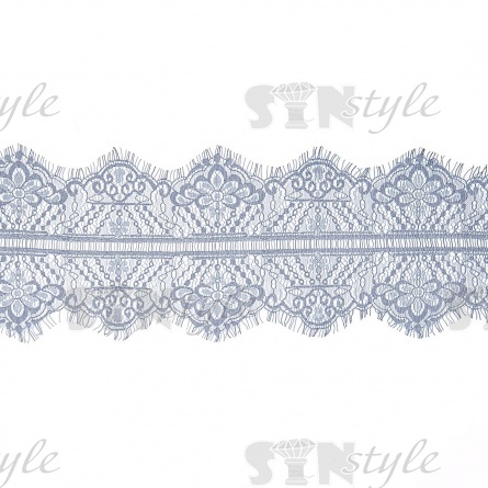 Кружево "Французское", ширина 140 мм, цвет серо-синий, длина 3 метра фото 2