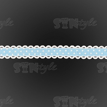 Декоративная репсовая лента с ажурным краем, цвет голубой, ширина 15 мм, намотка 20 ярдов фото 3