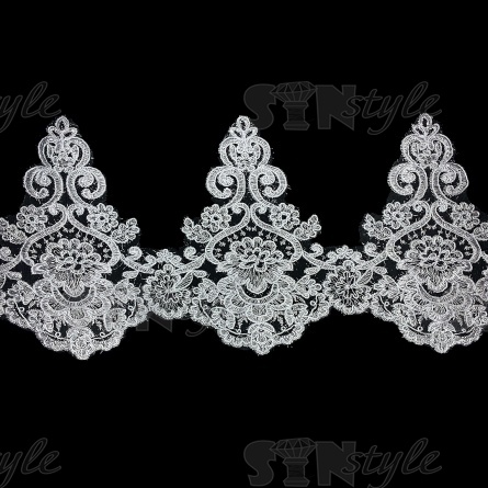 Кружево гипюр, ширина 220 мм, цвет сияющий белый, намотка 10 ярдов фото 1