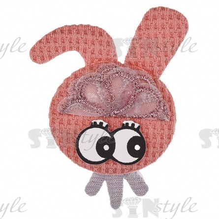 Аппликация 3D "Зайчик", цвет грязно-розовый, размер 45х55 мм фото 1