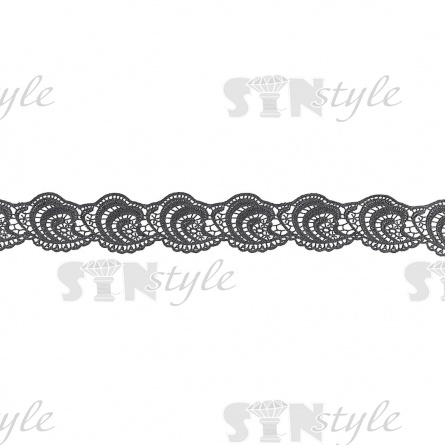 Кружево вязаное ажурное, ширина 60 мм, цвет черный, намотка 15 ярдов фото 2