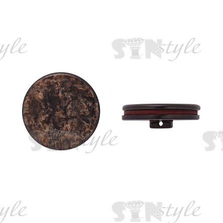 Пуговица пластиковая, на ножке, кофейная, окрашена под мрамор, 54L фото 1