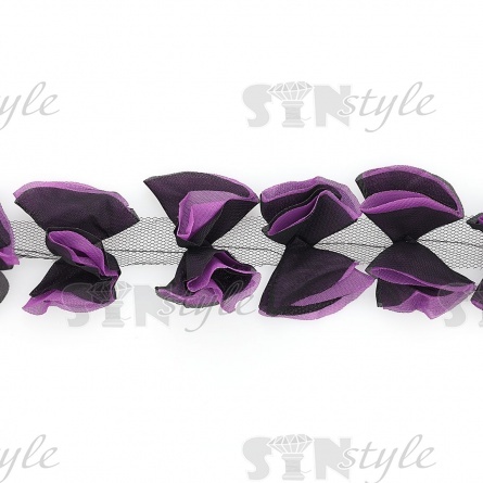 Кружево "Бантики" из капроновой ленты, ширина 65 мм, цвет фиолетовый (113), намотка 10 ярдов фото 1