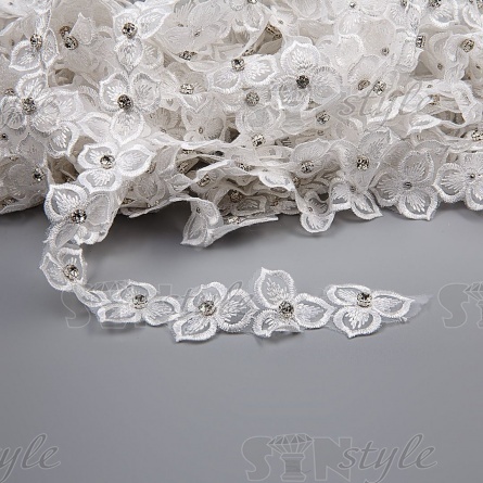 Цветочки из капроновой ленты, ширина 33 мм, намотка 20 ярдов, цвет белый, № 7 фото 1