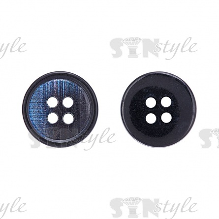 Пуговица пластиковая на четыре прокола, размер 24L, цвет синий фото 1