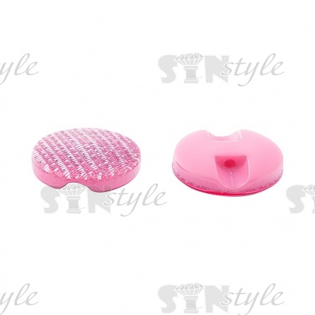 Пуговица пластиковая на полуножке, размер 24L, цвет розовый с блестками фото 2