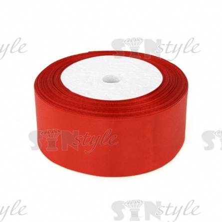 Декоративная лента атласная, ширина 38 мм, намотка 25 ярдов, цвет красный (№026) фото 1