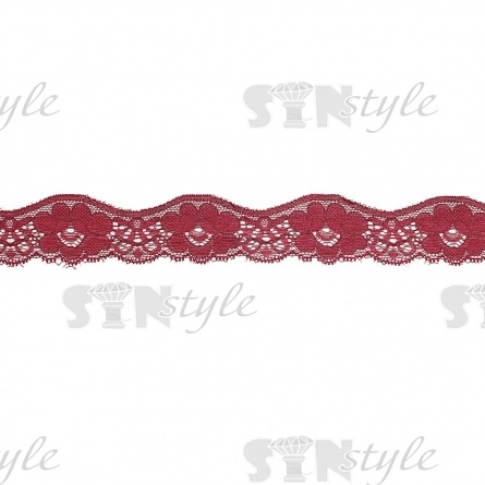 Кружево эластичное, ширина 35 мм, цвет бордовый, намотка 15 ярдов фото 1