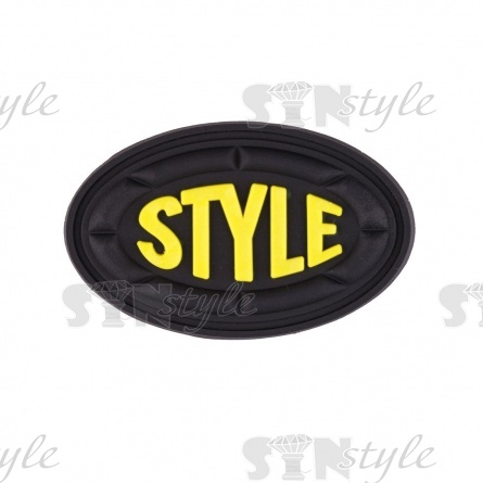 Аппликация пришивная ПВХ, с объемной надписью, размер 45x37 мм, цвет желтый фото 1