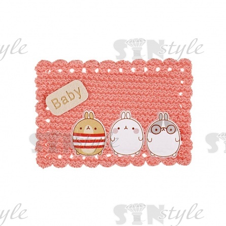 Аппликация 3D "Рамка Baby", цвет грязно-розовый, размер 45х30 мм фото 1