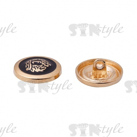 Пуговица металлическая на ножке, размер 34L, цвет черный+золотой фото 2