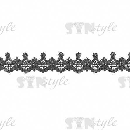 Кружево ажурное, красивая воздушная гирлянда с причудливым узором и резным краем, ширина 65 мм, цвет черный, намотка 15 ярдов фото 2