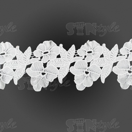 Кружево ажурное матовая нить, ширина 140 мм, цвет белый, намотка 15 ярдов  фото 1