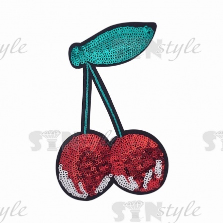 Термоаппликация "Вишенка" с пайетками, размер 90х140 мм фото 1