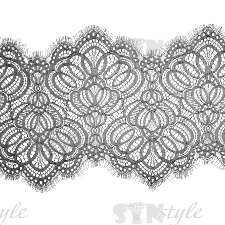 Кружево "Французское", ширина 250мм, цвет черный, длина 3 метра фото 1