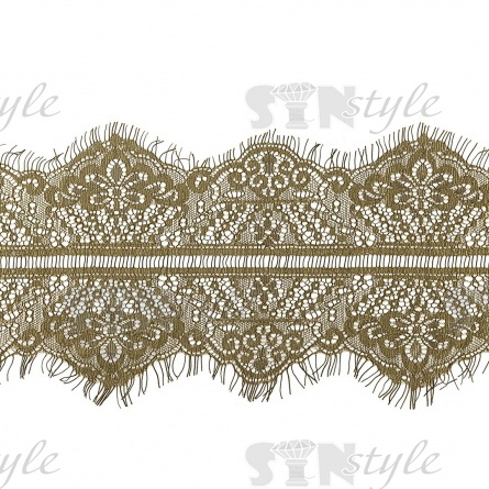 Кружево "Французское", ширина 140 мм, цвет хаки, длина 3 метра фото 1