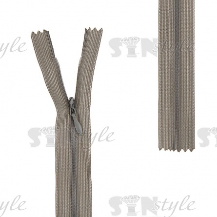 Молния спираль, тип 3, потайная, неразъемная, основа капрон, длина 50 см, цвет 562 (зелено-серый), бегунок цвета основы фото 1