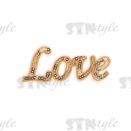 Термоаппликация "Love" с пайетками, размер 85х38 мм фото 1