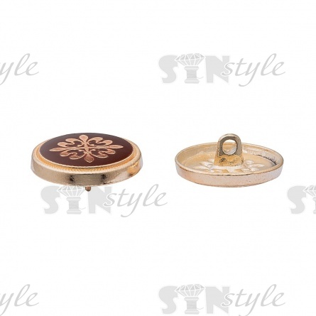 Пуговица металлическая на ножке, золотая с бордовым, 32L фото 2