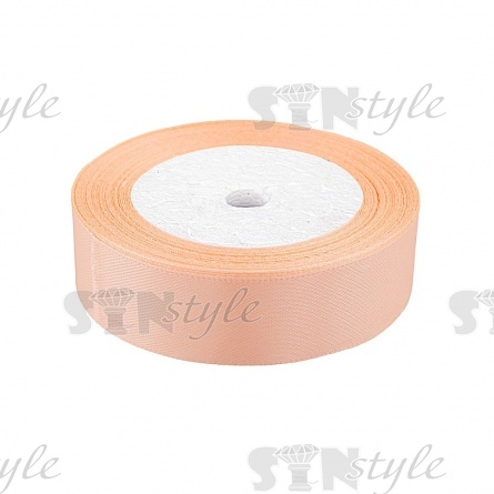 Лента атласная, ширина 25 мм, намотка 25 ярдов, цвет персиковый (№174) фото 1