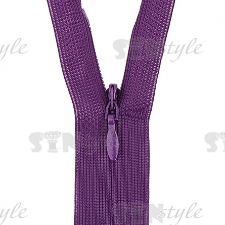 Молния спираль, тип 3, потайная, неразъемная, основа капрон, длина 50 см, цвет 193 (фиолетовый), бегунок цвета основы фото 2
