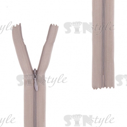 Молния спираль, тип 3, потайная, неразъемная, основа капрон, длина 50 см, цвет 310 (светло-серый), бегунок цвета основы фото 1