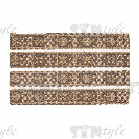 Термоаппликация из стеклянных страз, цвет золотой, размер 50х390 мм, 4 ряда на листе фото 1