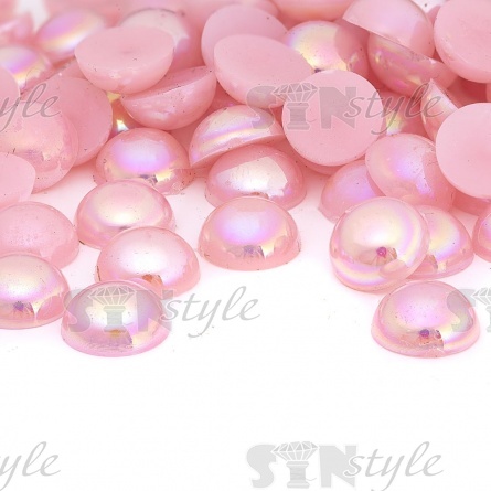 Полубусины под жемчуг пластиковые, размер 10 мм, цвет розовый радужный фото 1