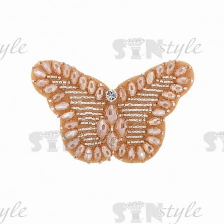 Аппликация с элементами из бисера на фетровой основе, цвет шампань, размер 70х45 мм фото 1