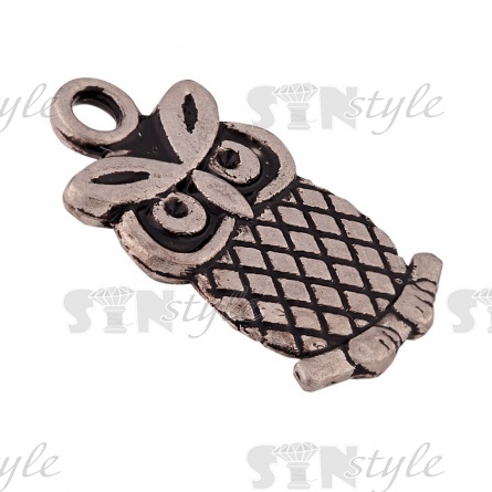 Подвеска металлическая "Сова", цвет темный никель, размер 11х17 мм фото 2